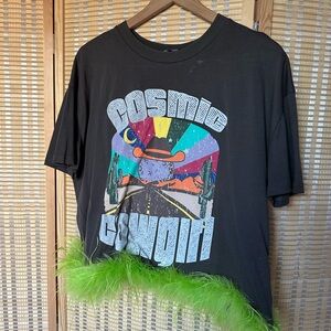 Cosmic Cowgirl Graphic Crop Top - Black and Green